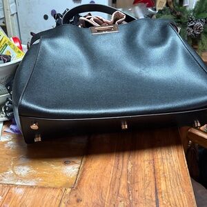 Black Structured Top-Handle Satchel